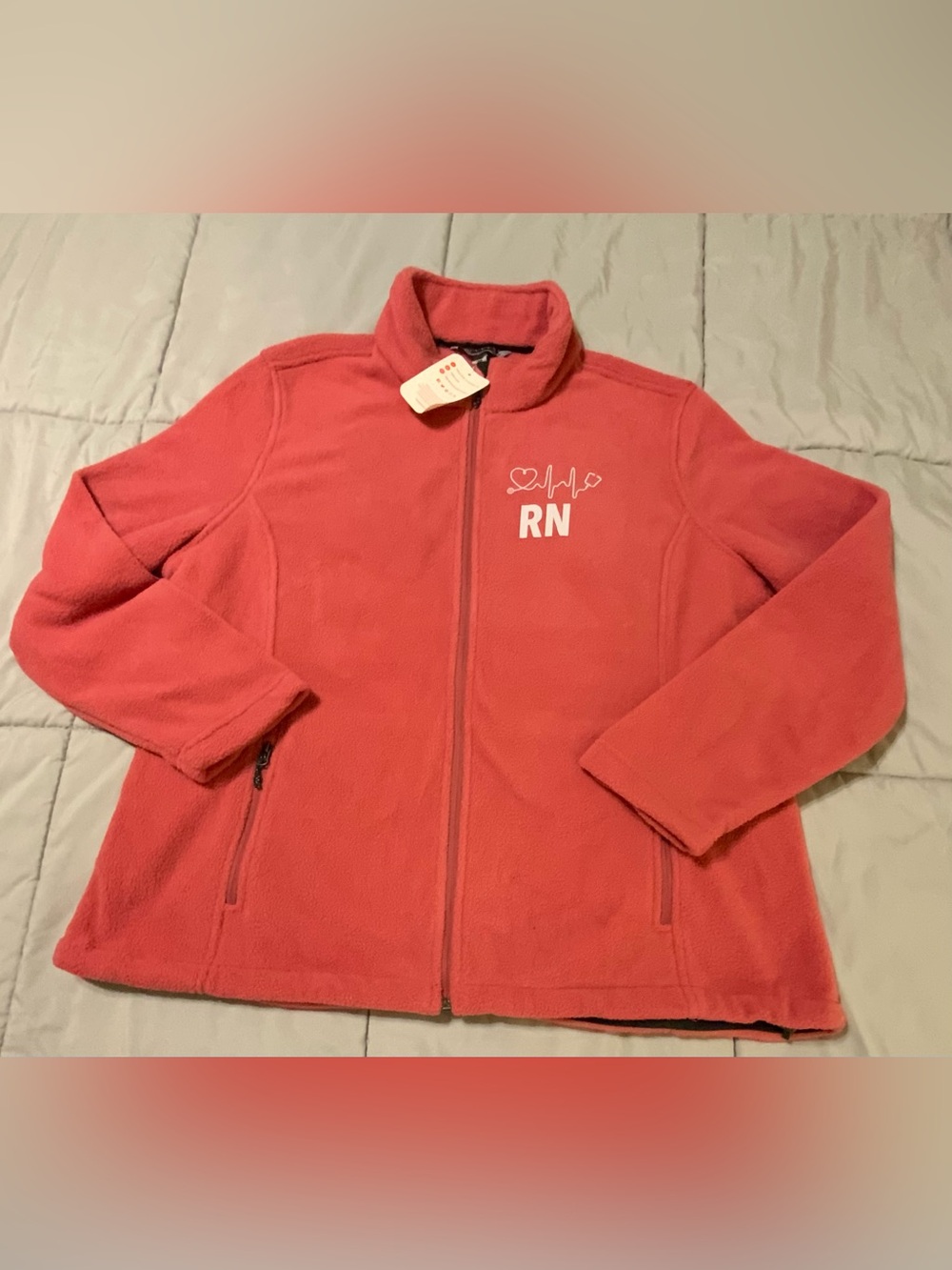 Port Authority Women’s Pink Fleece Zip Up Jacket Nursing Stethoscope Logo 3x